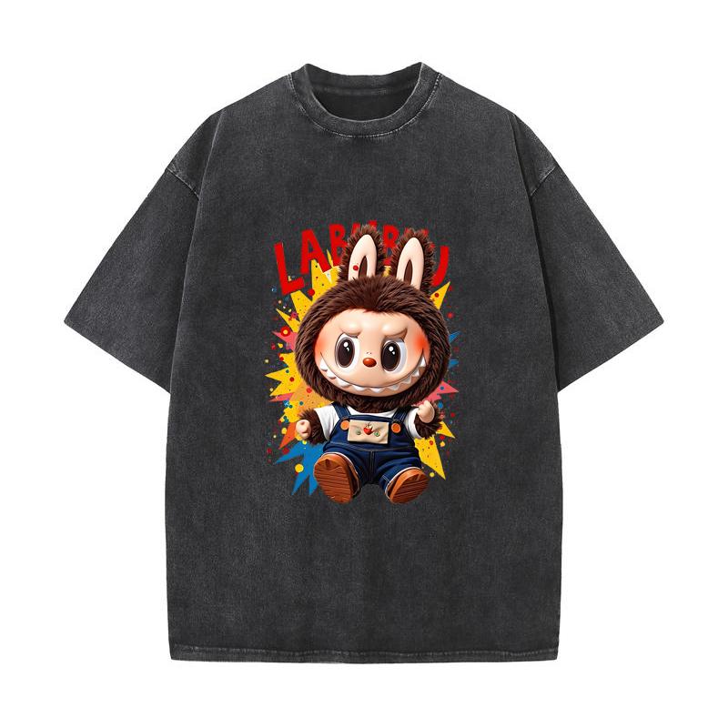 

XH+42 MINISO 2026 Summer Vintage Wash Printed Pure Cotton Shoulder Style Men s and Women s Round Neck Short Sleeved Couple T-shirt S