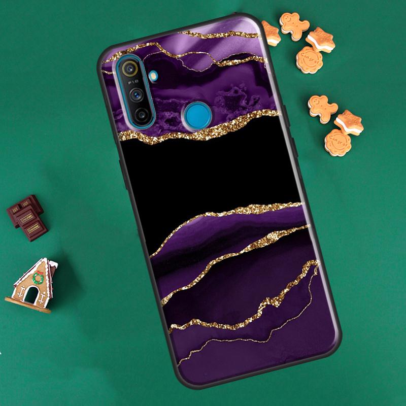 Teal Blue Gold Agat Marble dla Realme GT Neo 2 7 8 Pro 8i 9i C3 C21 Etui dla OnePlus 10 Pro 9 Pro Nord2 8T 9R