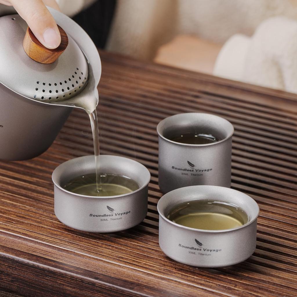 Boundless Voyage Titanium Sake Perfect for Hot and Outdoor Activities of Cups, 30ml, Ultra-Lightweight, Double-Walled, Stylish, Camping, Sake, Sake,