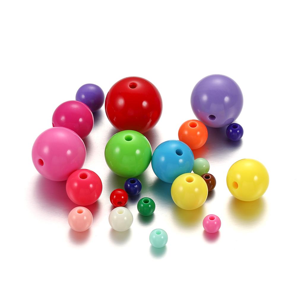 10-200pcs Mixed Acrylic Plastic Smooth Round Ball Spacer Beads 6 8 10 12MM Pick Size For Jewelry Making Accessories