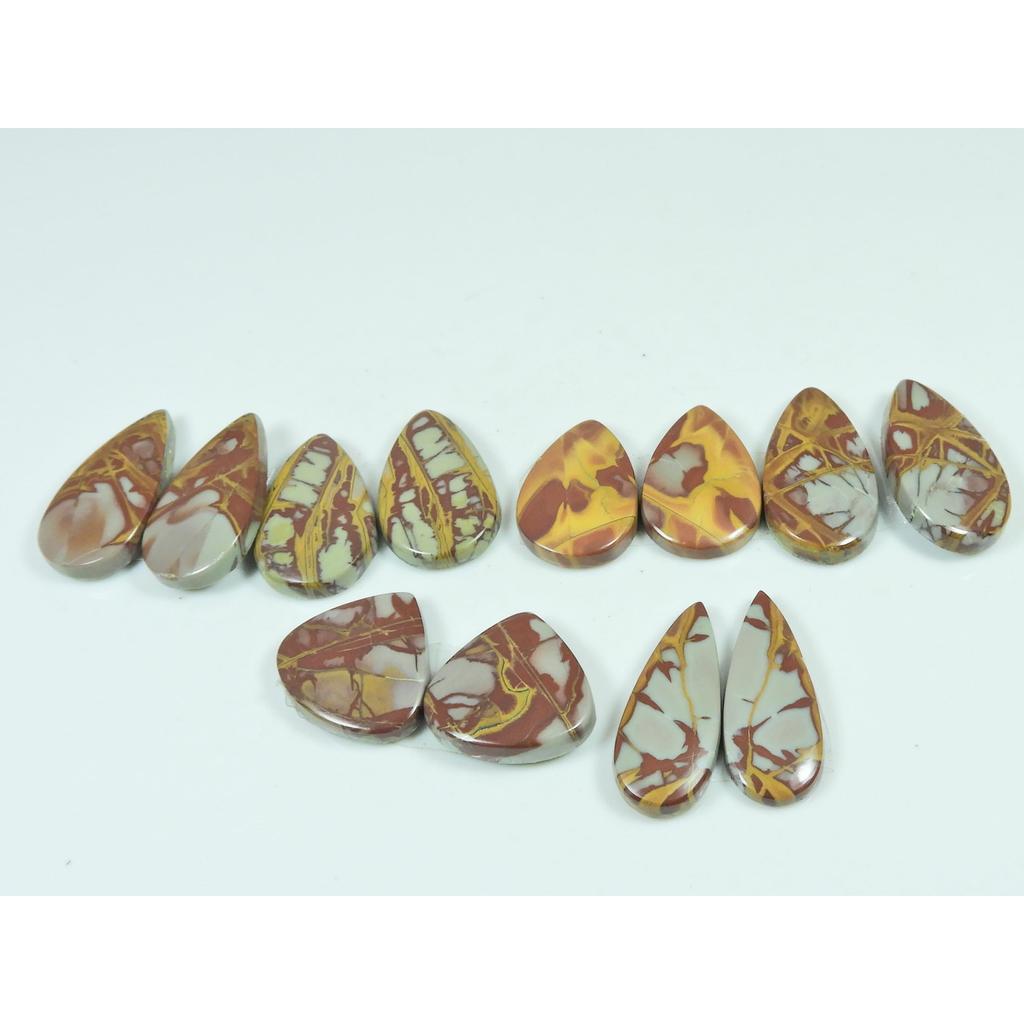 Natural Noreena Jasper Matched Pair Pear Cabochon Loose Gemstone 6 Pair Lot C-3410