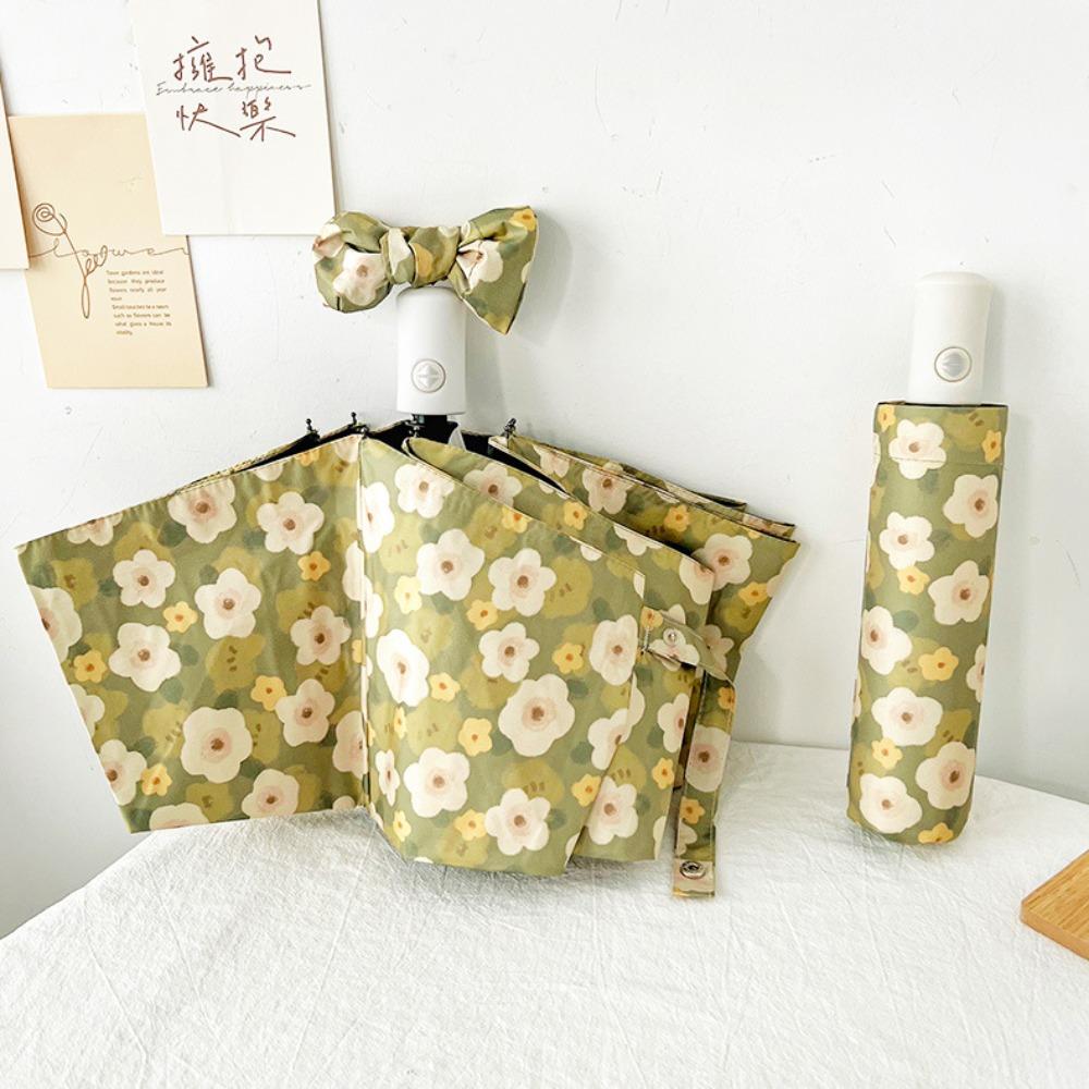 Fresh Flowers Sun Umbrella UV Protection Floral Umbrella Ultraviolet Automatic Umbrella  Rain Gear