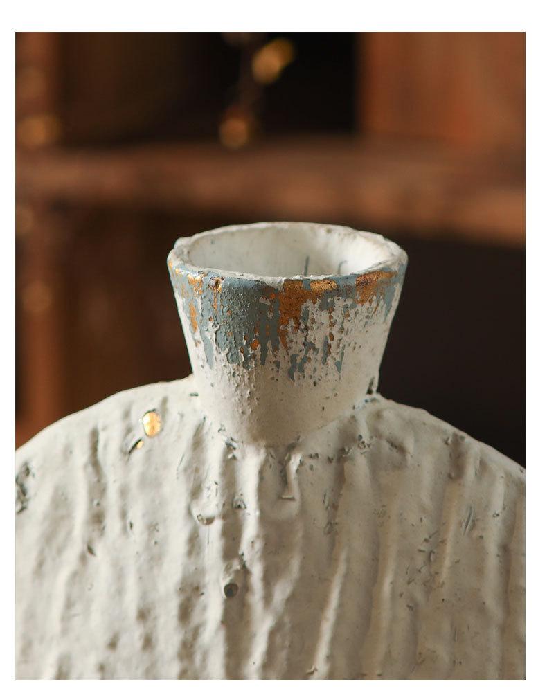 Retro Terracotta and White Vase for Dried Flowers, Home Decor Ornaments for Living Room