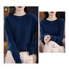 Women Bottoming Sweater Imitation Cashmere Crew Neck Sweater Long Sleeve Solid Color Slim Fit Ribbed Trim Knitting Tops