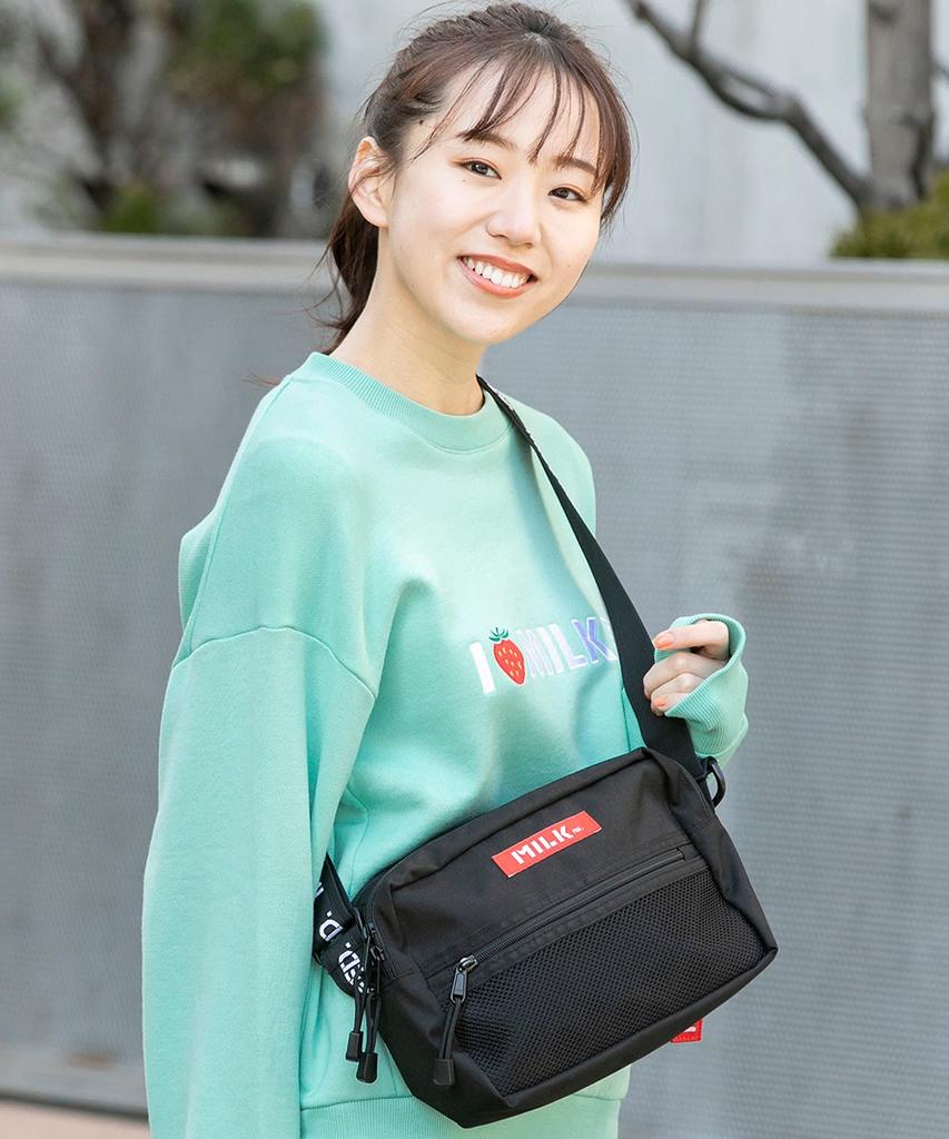 Milkfed NEO Logo Tape Shoulder Red Bag, 3182098,