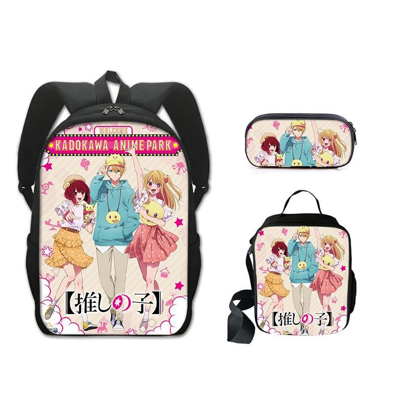 Anime Character School Backpack Set Kids - 3 Piece Bundle With Shoulder Bag Pencil Case 16-inch Laptop Compatible