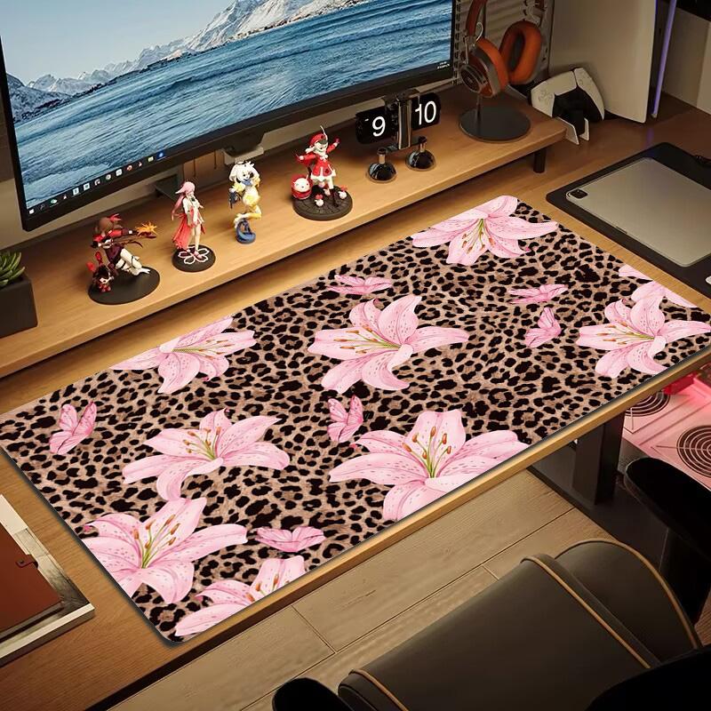 Leopard Art Color Mouse Pad Large Gaming Table Cushion Non-slip Laptop Tablet Big Mousepad XXL Mat Mini PC Playmat With Lock edge