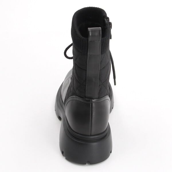 JILL STUART SHOE Fashion Boots, Lace-Up Quilted Short Boots 6591, Black