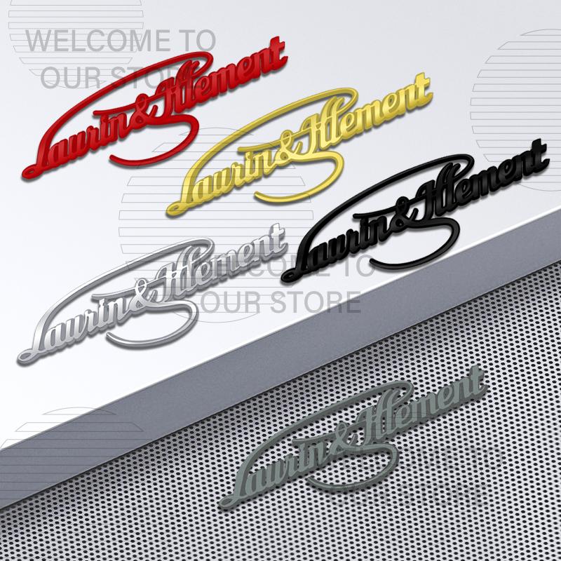 HGWE4 Car Decor Metal Laurin & Klement L&K Letter Emblem 3D Sticker Accessories For Skoda Superb Octavia Rapid Tail Rear Trunk Decals