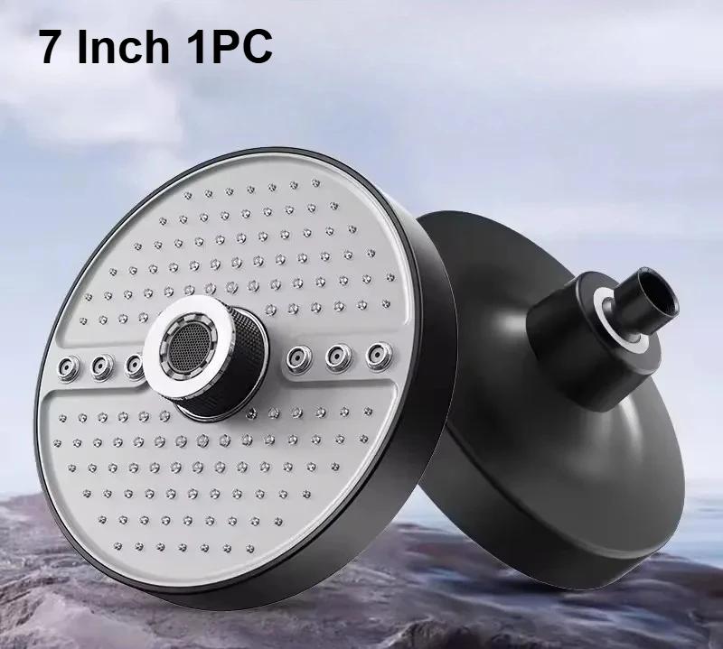 Bathroom Rainfall Showerhead 5 Modes Large Flow Supercharge Shower Head 175mm Round High Pressure Top Spray Bathroom Accessories