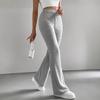 Damskie Spodnie Wysoki Stan Codzienne Dopasowane Jednolity Kolor Żebrowane Dopasowanie Wiosna Jesień Sportowe