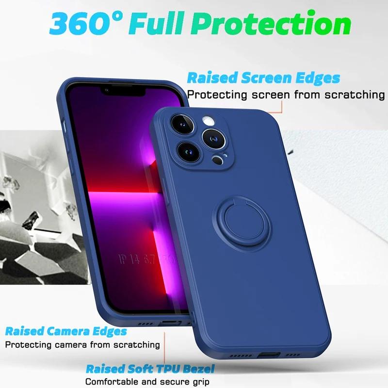 Magnetic Soft Silicone Phone Case For For Iphone 15 13 14 11 12 Pro Max XS XR 8 7 15 Plus SE  Full With Ring Holder Stand Cover
