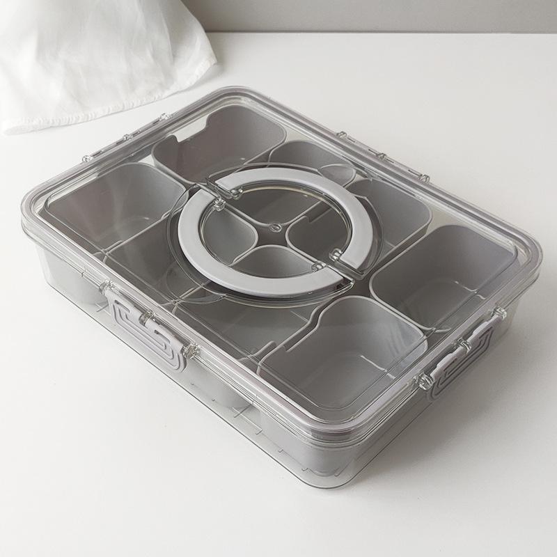 Eight-Compartment Transparent Food-Grade Storage Box for Salads and Spices