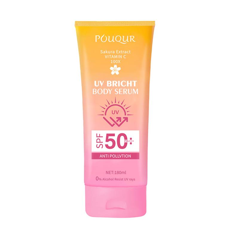 SPF50+ PA++++ Body Sunscreen Serum 180ml Sakura Extract Hydrating Brightening UV Protection Lotion 180ml
