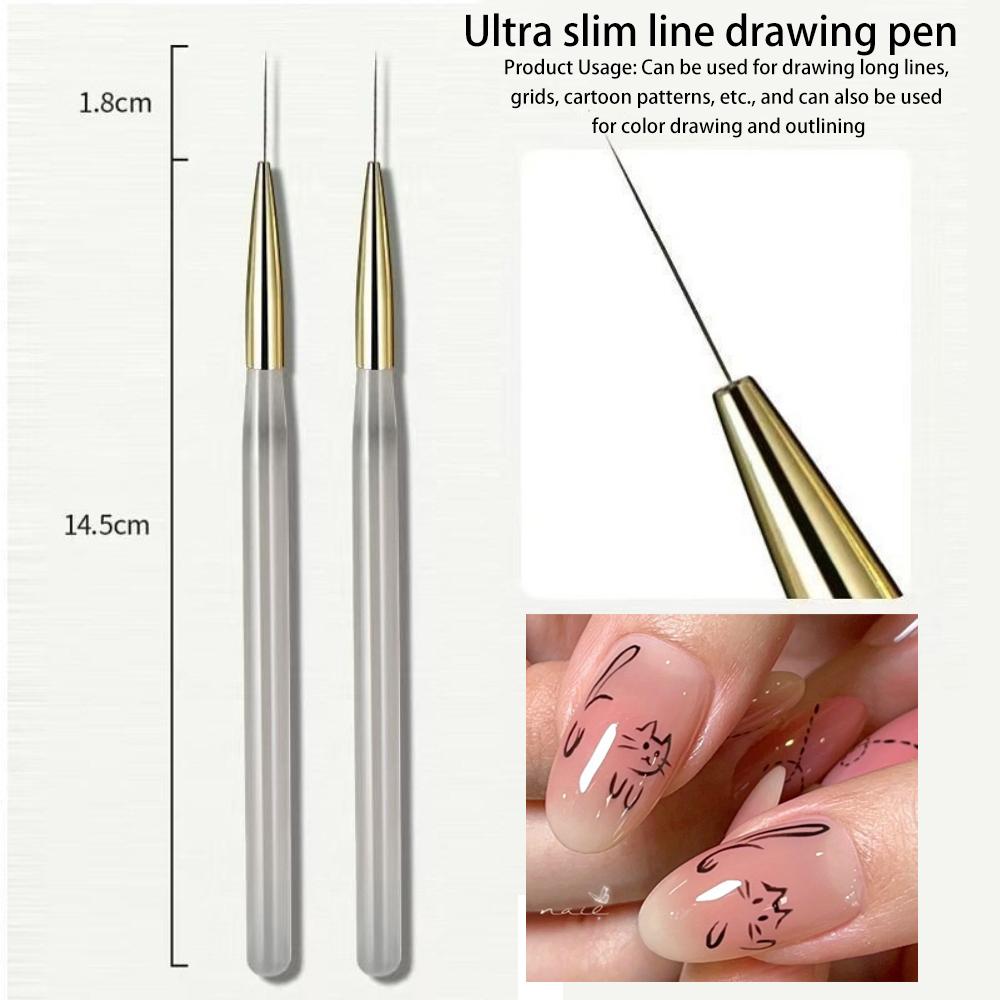 1/2PCS French Plaid Nail Art Brushes Set - Line Grid Pattern Drawing Pen for DIY UV Gel Extension Paint Supplies Manicure Tool