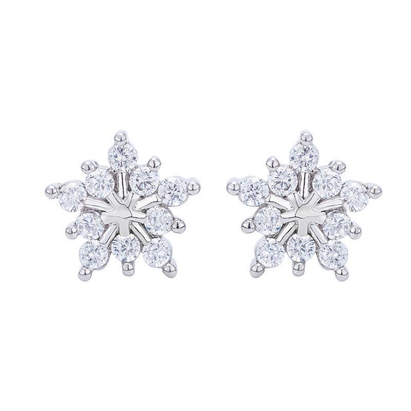 Korean Zircon Snowflake & Star Stud Earrings - Exquisite Christmas Accessories