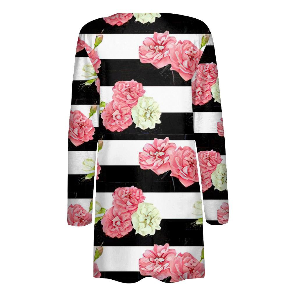 Jachetă cardigan midi cu mânecă lungă cu imprimeu floral ocazional la modă pentru femei Top