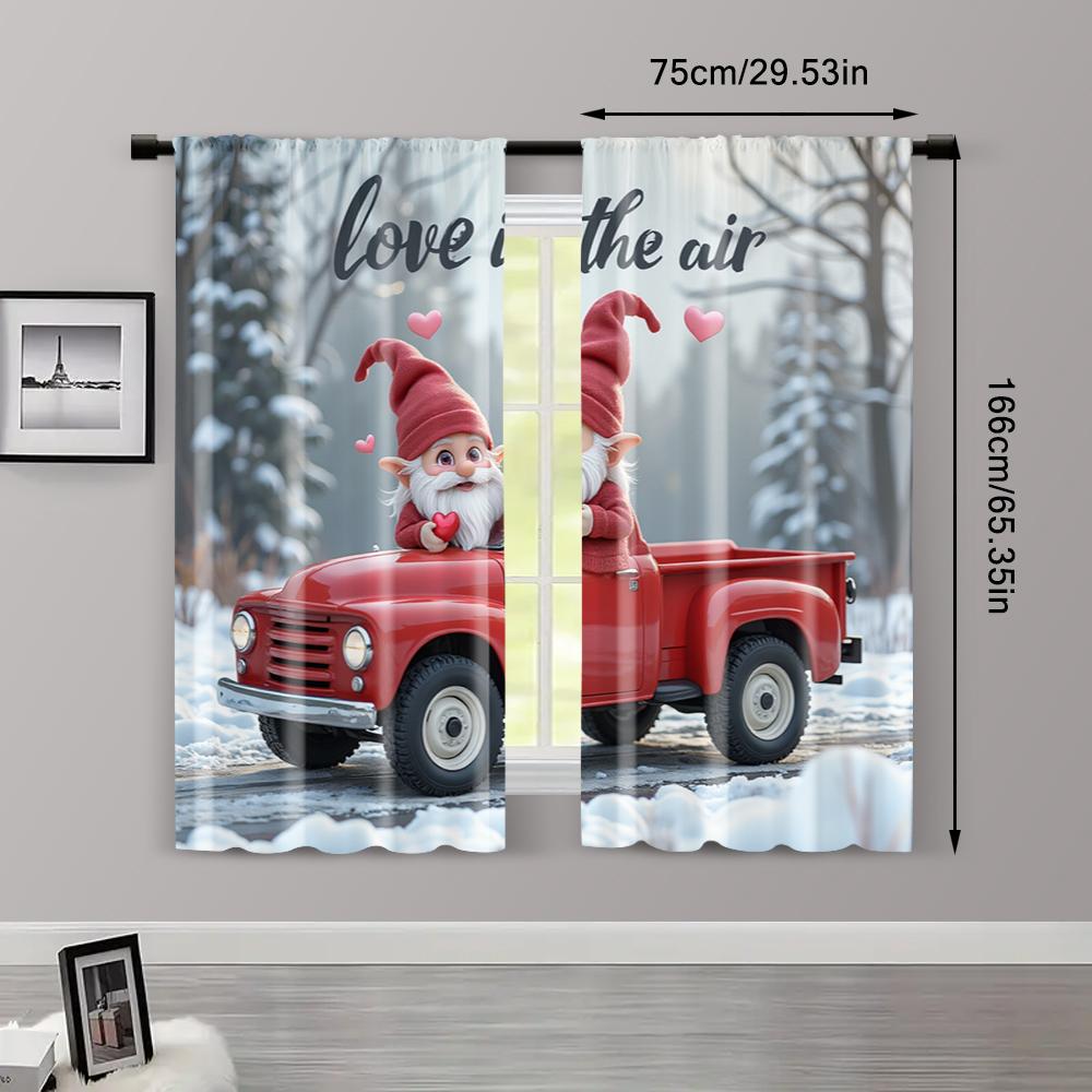 2pcs, Light Filtering Curtains Valentine's Day Polyester Woven (without rod) Stuff Clearance Ldeal for Bedroom, Living Room,