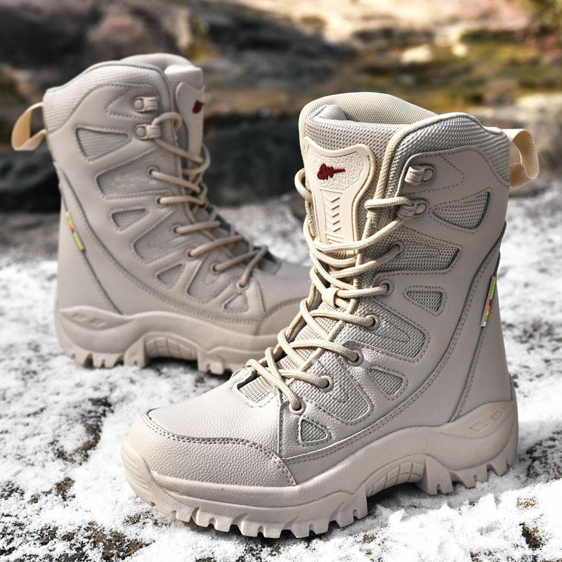 Plush Tactical Combat Boots Winter Snow Boots Hiking Sneakers Warm Work Tactical Shoes High-top Outdoor Tactical Boots