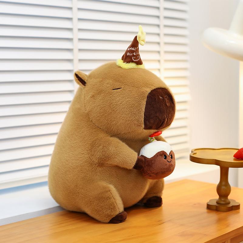 Cute Birthday Cake Capybara Plush Toys Children's Gifts Exchange Dolls Home Pillows Kapi Dolls
