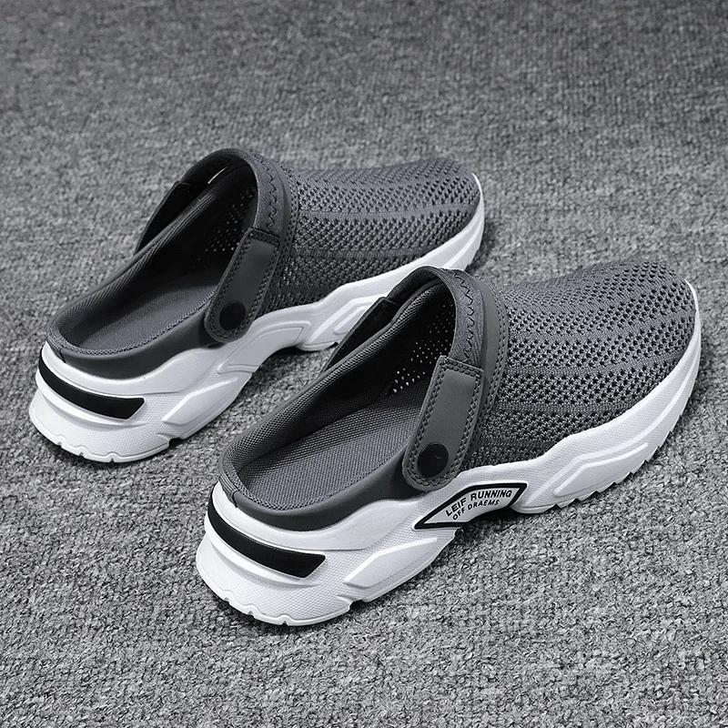 Summer Mesh Men's Sandals Outdoor Clogs Casual Sneakers for Man Breathable Half Slippers Slip On Walking Beach Man Shoes 2024
