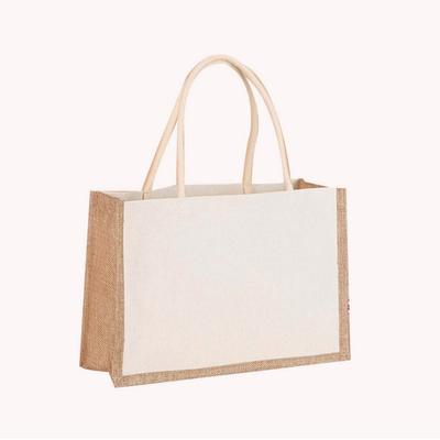 Sac fourre-tout en toile de jute pour femme Grande capacité Sac à provisions décontracté en toile Sac à provisions Sac à main Sac à main d'extérieur pour femme