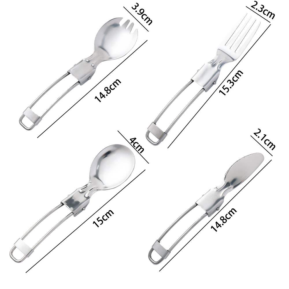 Portable Picnic Stainless Steel Utensils Folding Tableware Cutlery Spoon Spork Fork
