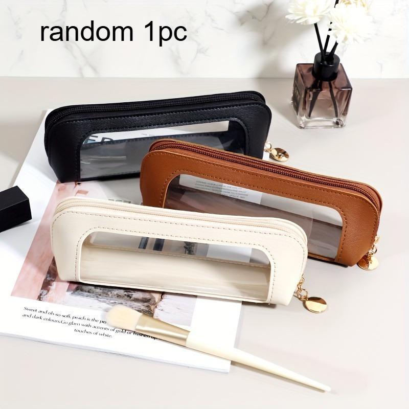 

1pc Stylish Pen Case - Large Capacity School & Office Organizer with Zipper, PU Leather Pen Pouch for Office Workers, Teacher