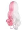 Women Long Wave Curly Wig Cosplay Danganronpa Monomi Costume Dangan Ronpa Heat Resistant Synthetic Hair White Pink Wigs