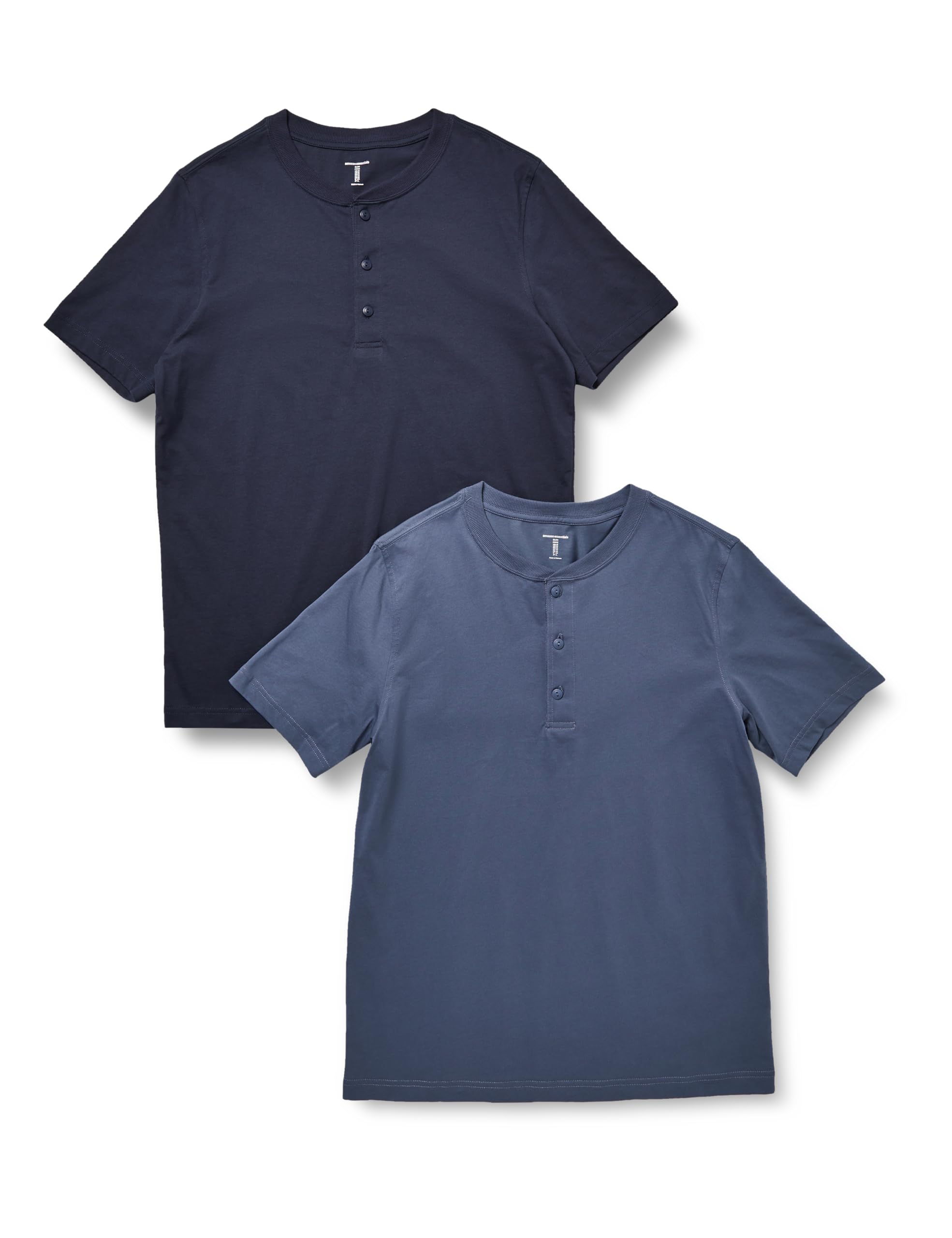 

Amazon Essentials 2-Pack Men s Slim Fit Cotton Henley T-Shirts, Short Sleeve, Navy/Blue, Size Small