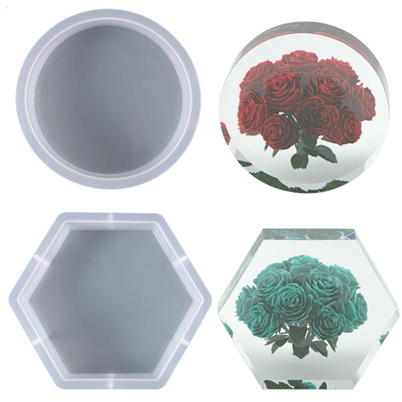 Resin Molds Picture Frames Resin Molds Book Stand Hexagon / Cylinder Circle Large Size Silicone Resin Molds