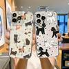 Graffiti Cartoon Dog Cat Phone Case For iPhone 15 Pro Max 14 12 13 11 16 16e Case X XR XS 7 8 Plus SE 3 Transparent Soft Cover