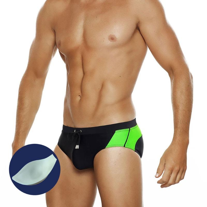 UXH men's new summer fashion color matching triangle swimming trunks with cup anti-light three-dimensional, triangle beach shorts
