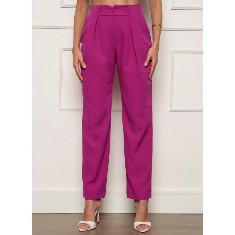 VEZFAA Damenmode, lässig, einfarbig, bedruckt, hohe Taille, Hosen, Hosen und Caprihosen