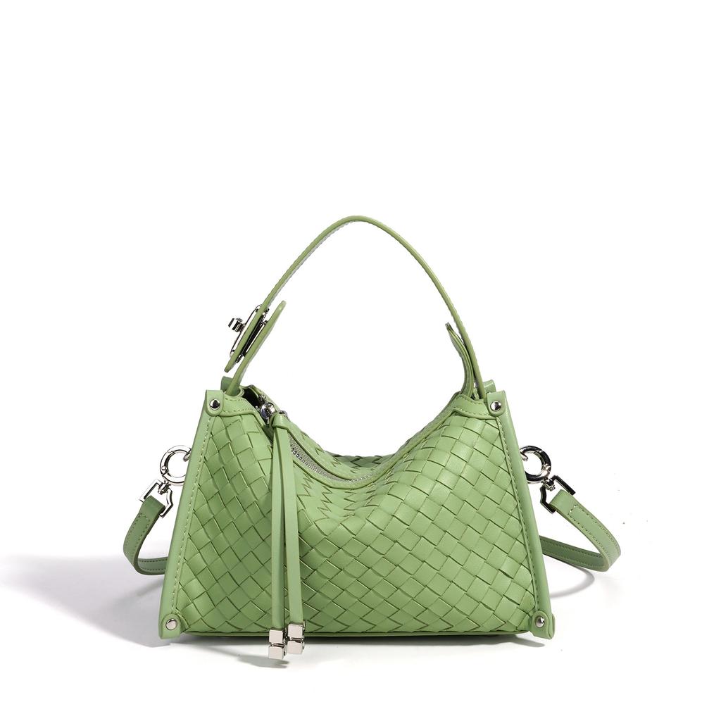 Classic spring and summer woven handbag leather shoulder bag commuter simple messenger bag