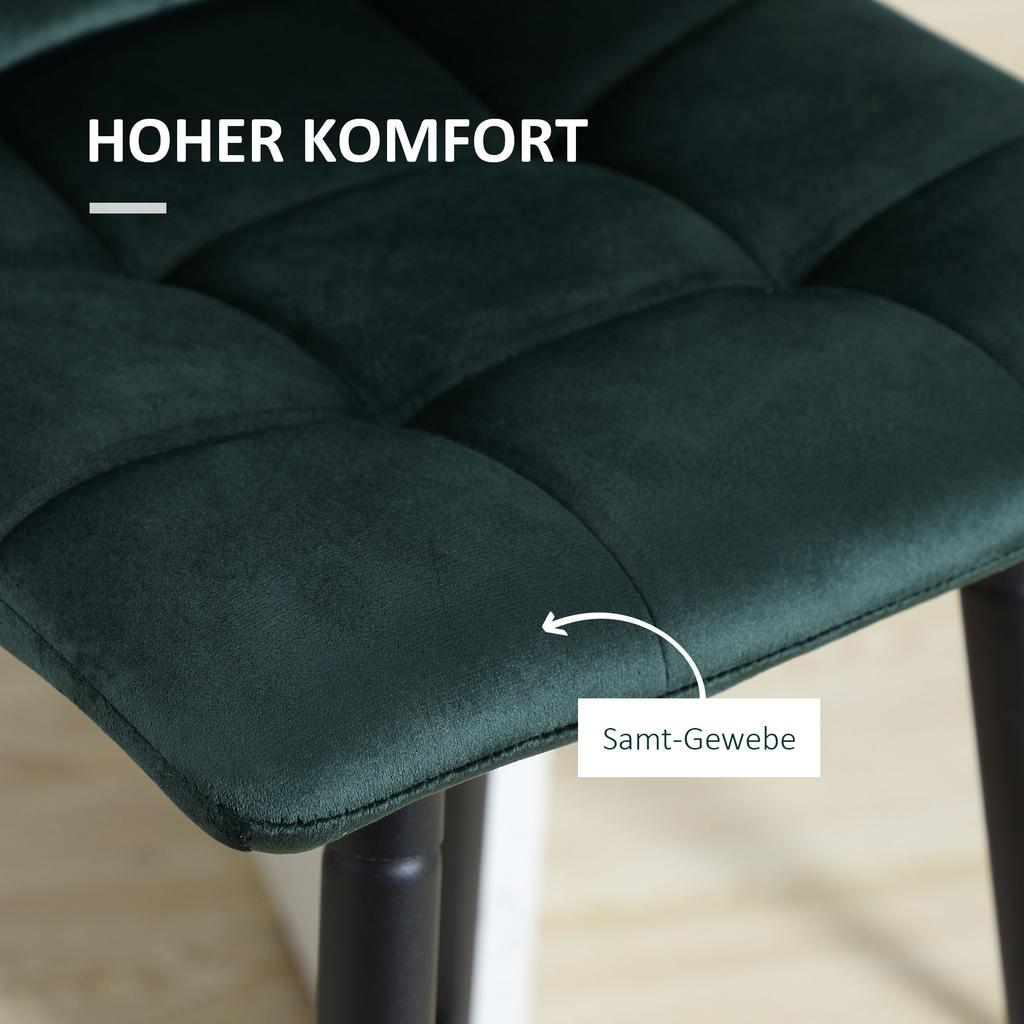 Bar Stool Set of 2, Modern Design, Soft Seat, Steel Frame, 42 X 55 X 103 Cm, Green