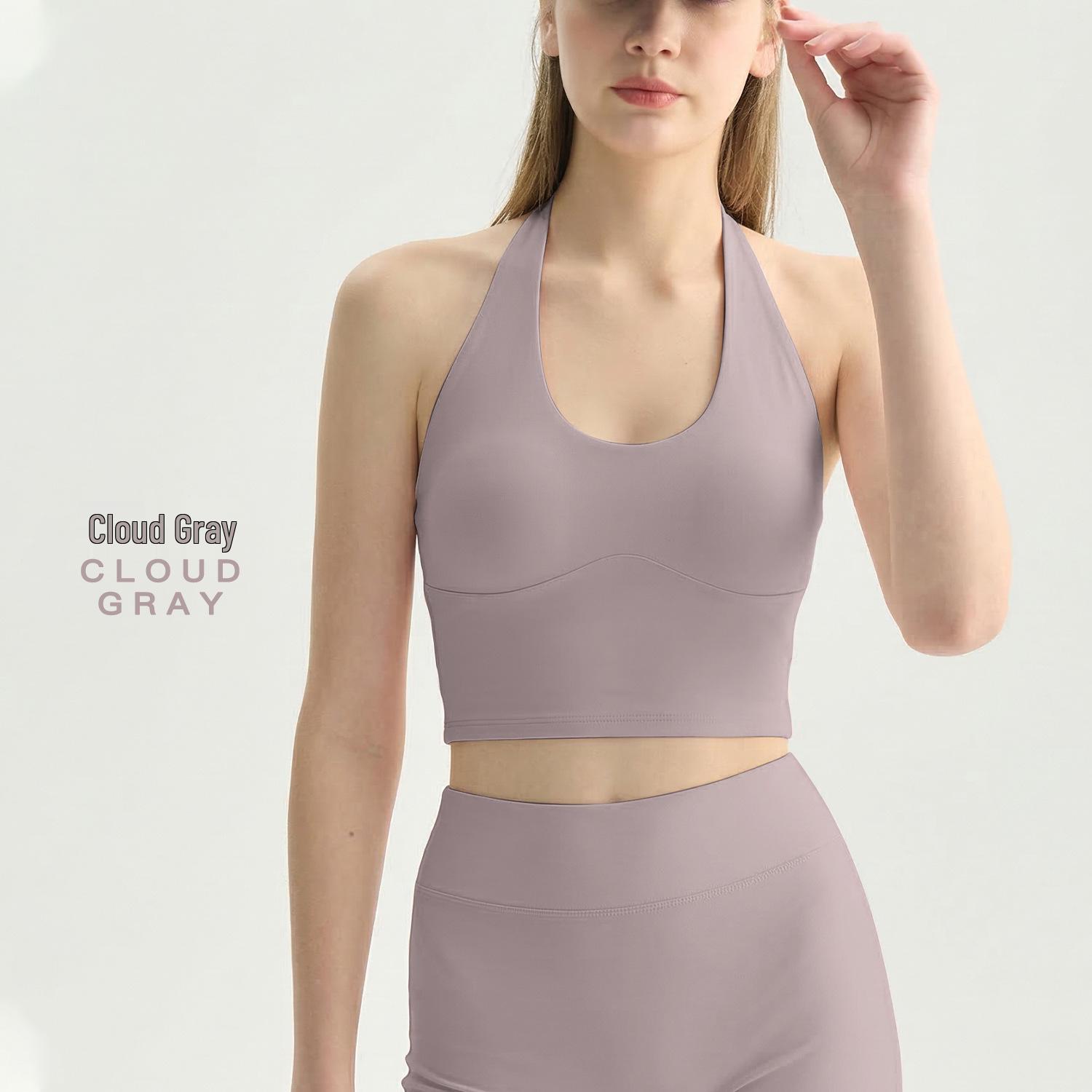 Lace-up Halter Sports Bra - Women s Push-Up Shockproof Yoga Vest
