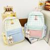 Schoolbag Schoolbag Female High School Student Korean Ins Niche Plaid Backpack Large Capacity Strong and Durable Junior High School Student Backpack