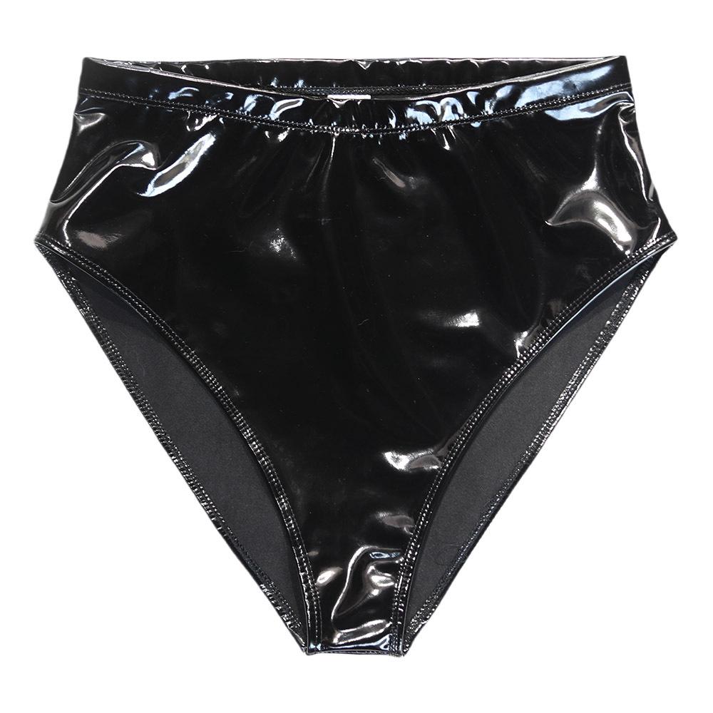 Sexy Damen Hohe Taille Heiße Shorts Latex PVC Glänzend Mikro-Tanga Slips Erotische Dessous Glatte Tangas Bühnentanz Hausmädchen Kleidung
