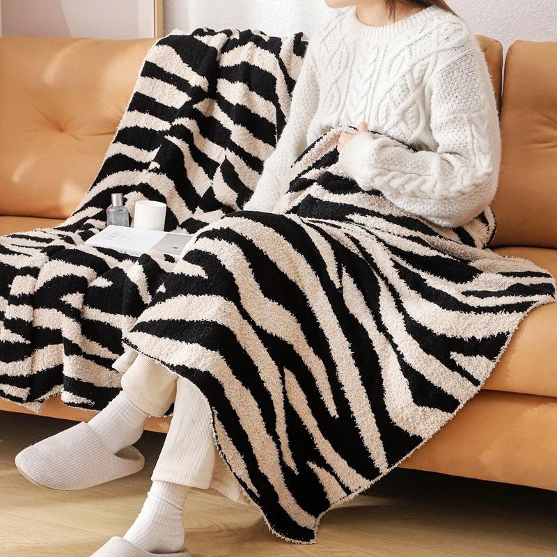 Zebra Stripe Plush Sofa Cover & Decorative Nap Blanket