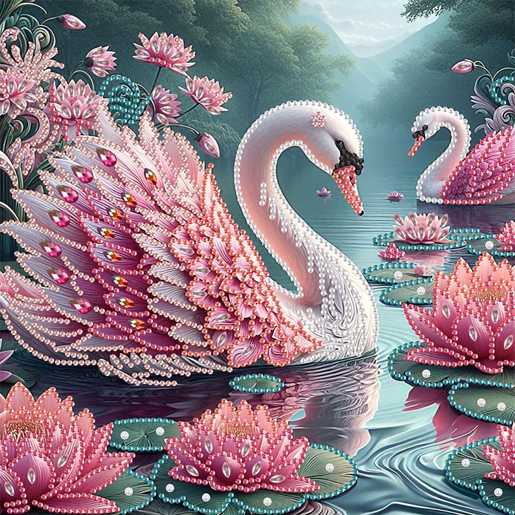 5D DIY Partial Special Shaped Drill Diamond Painting Kit Swan Home Decoration