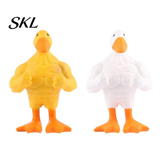 Outdoor Duck Statue Resin Muscular Figurine, Strong Fitness Statue, Office Desk Ornament White Yellow Shape for Table Decor Muscle Figurine