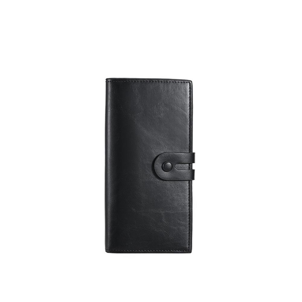 Minimalist PU Leather Men's Wallet Black Coffee Long Style Multiple Pockets High Capacity Retro Coin Purse Men Women