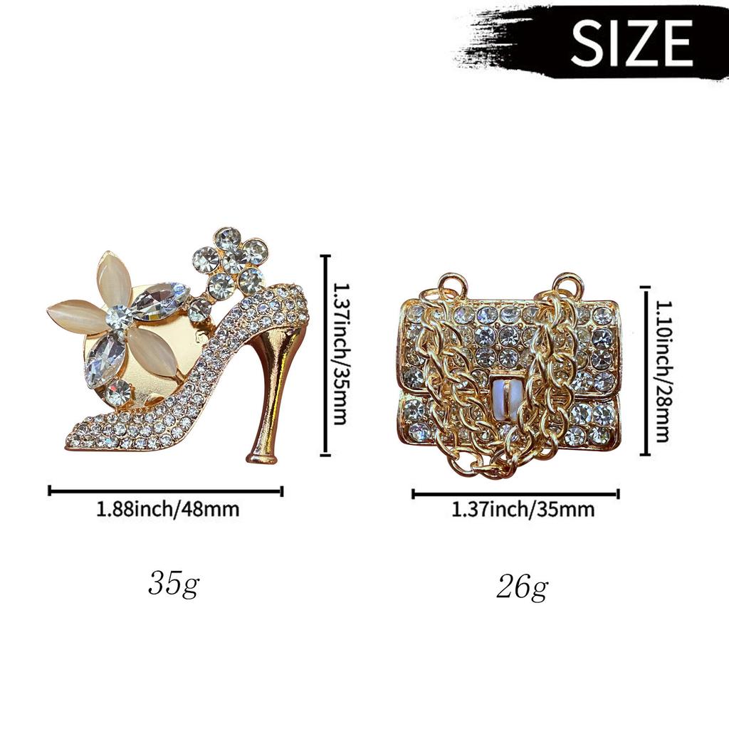 2Pcs/set Car Accessories, A Sparkling Golden Car Air Freshener Clip, Girl's Wallet, A High-heeled Car Scent Diffuser,Car Decorations.