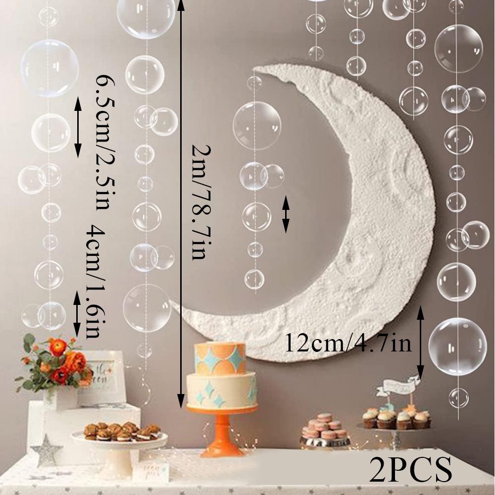 2Pcs Hanging Banner Ocean Themed Party Round Sequins Backdrop Board Decor Sea Bubble Curtain Birthday Wedding Party Supplies