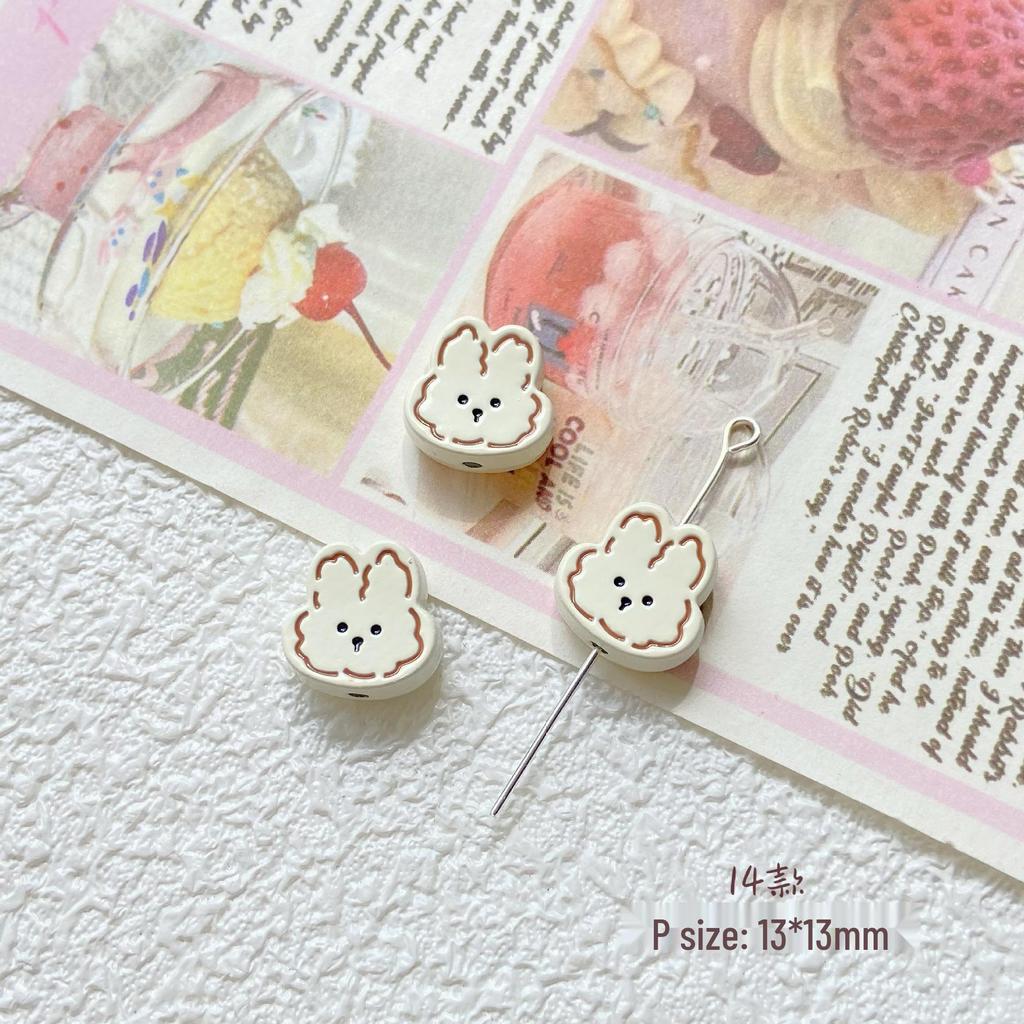 Pink White Bunny Bear Camera Cat Alloy Beaded Charm Bracelet/Necklace Accessories