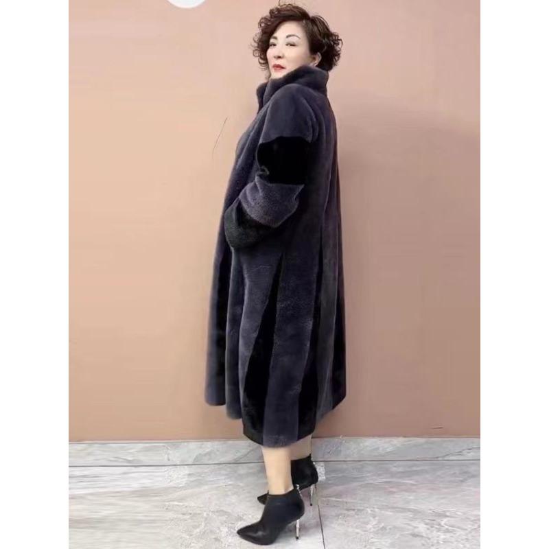 Plus Size Long Faux Fur Winter Coat with Stand Collar - Elegant and Warm