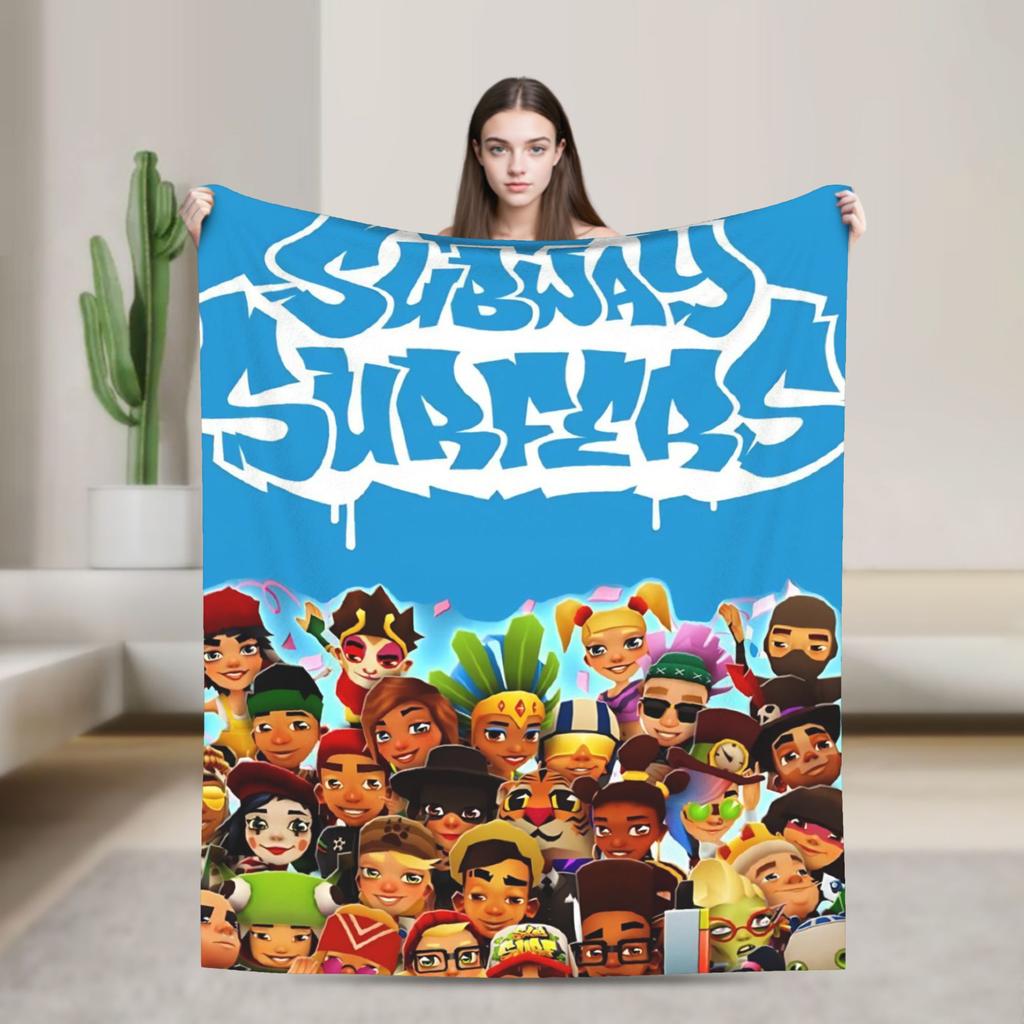 Soft Blankets Decorative Subway-Surfers Jake Tricky  Throw Blanket  Flannel Bedspread For Living Room Funny Sofa Bed Cover
