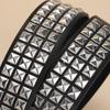 Black Rivet Punk Style Belt with Bright Metal Pyramid Decoration, Suitable for Men and Women