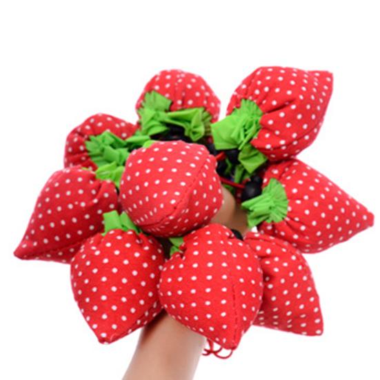 10L Organizer Bag with Handle Item Storage Lightweight Strawberry Folding Grocery Shopping Bag for Lady